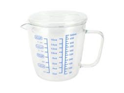 Copo Medidor de Vidro Resistente ao Calor 500ml com Tampa Escala S/MARCA