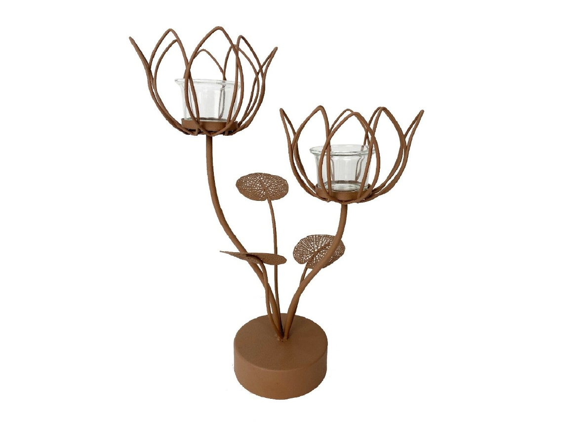 Castiçais SIGNES GRIMALT Flor Metal Cristal 16x36x26 cm