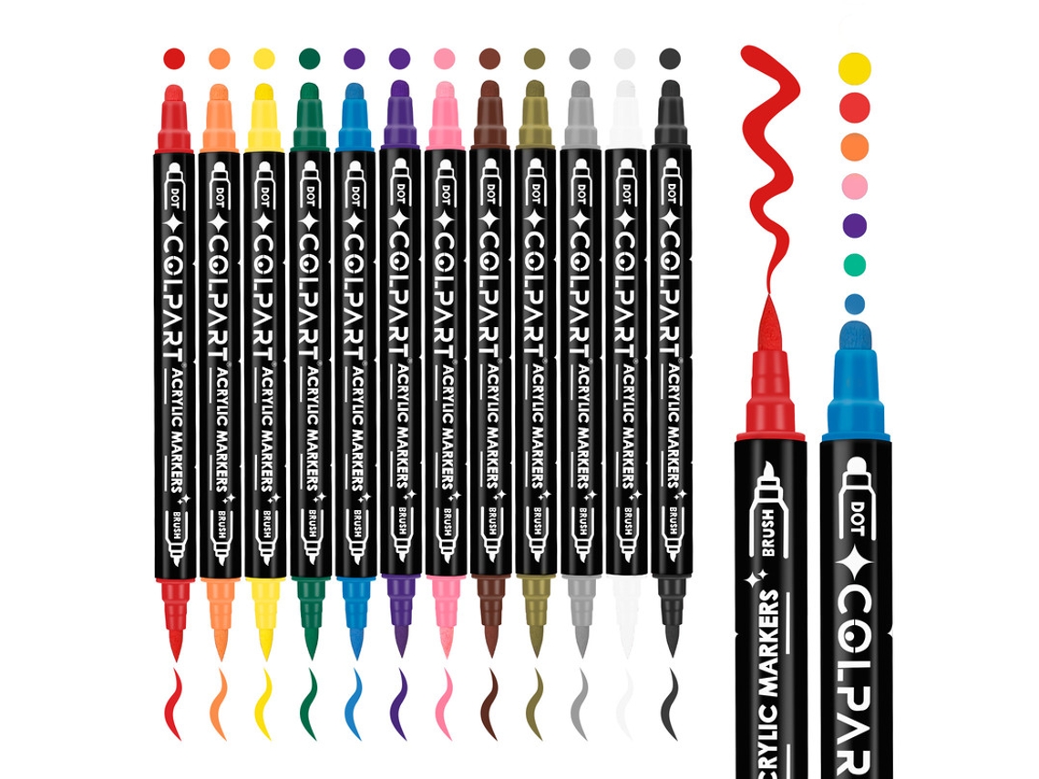 Pacote com 12 Canetas de Ponta de Feltro de Dupla Multicoloridas AQUAFORGE