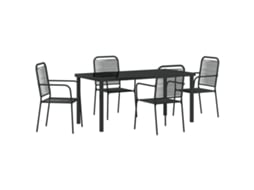 Conjunto 5 De Jantar Para Jardim Vidaxl Preto Corda De Algodão E Aço