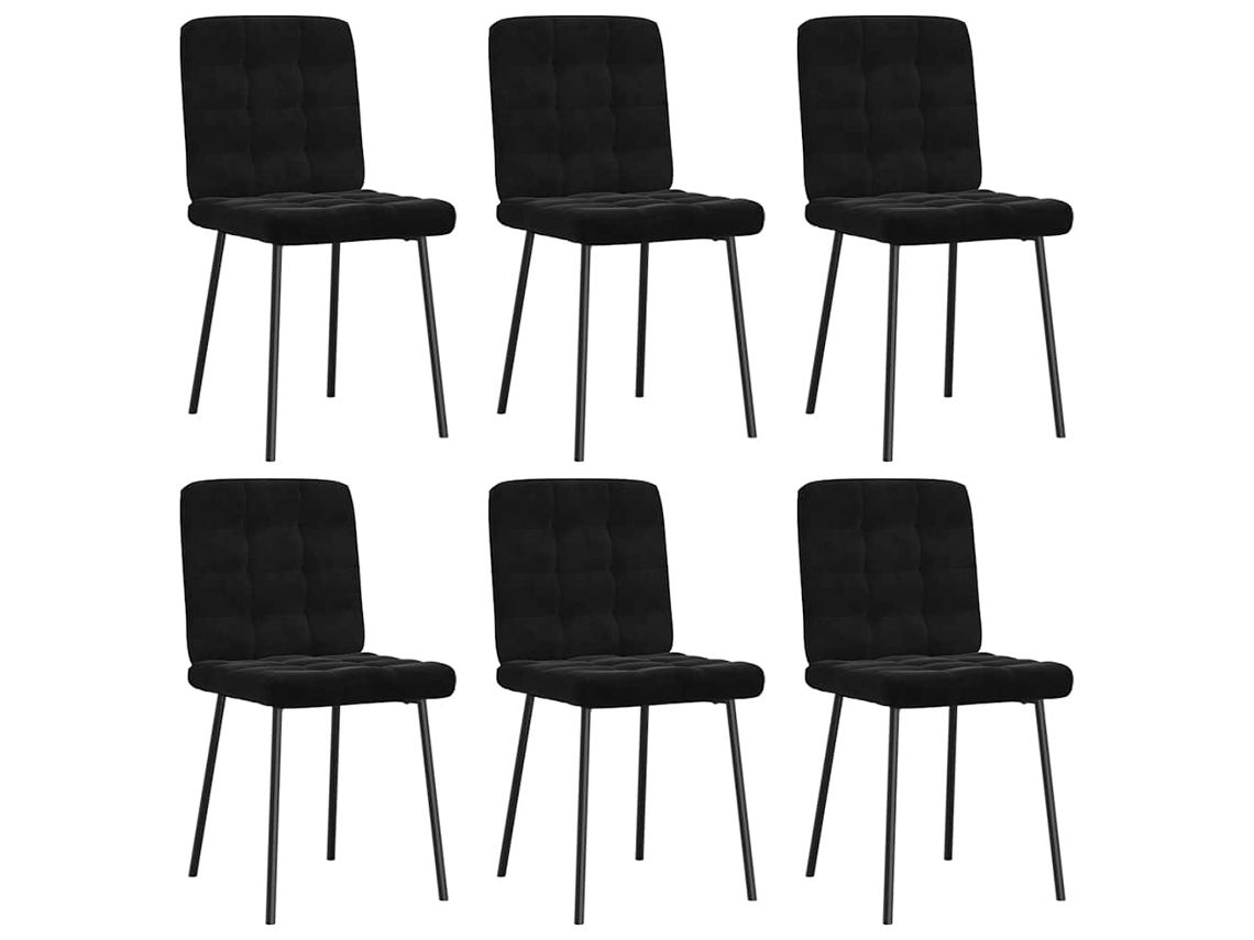 Vidaxl Cadeiras De Jantar 6 Pcs Veludo Preto
