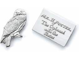 Conjunto de Alfinetes HARRY POTTER Hedwig & Hogwarts Letra Prateada