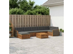 Vidaxl Conjunto De Sofás Para Exterior 8 Pcs Natural E Antracite