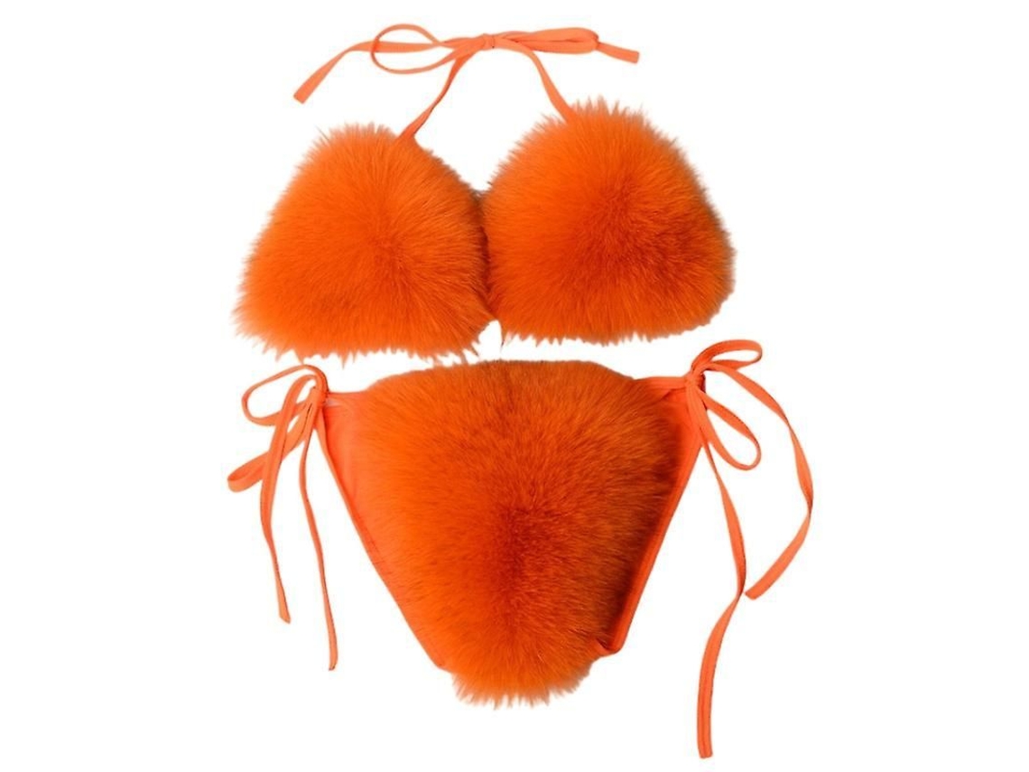 Conjunto de biquíni feminino de duas peças 2026 com top triangular e alça ajustável de cabelo sintético.
