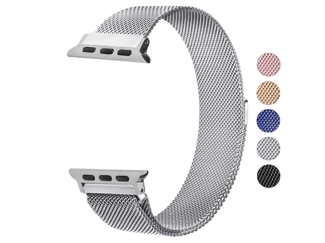 Bracelete Milanese Loop Prateada Para Relogio De 42-49mm