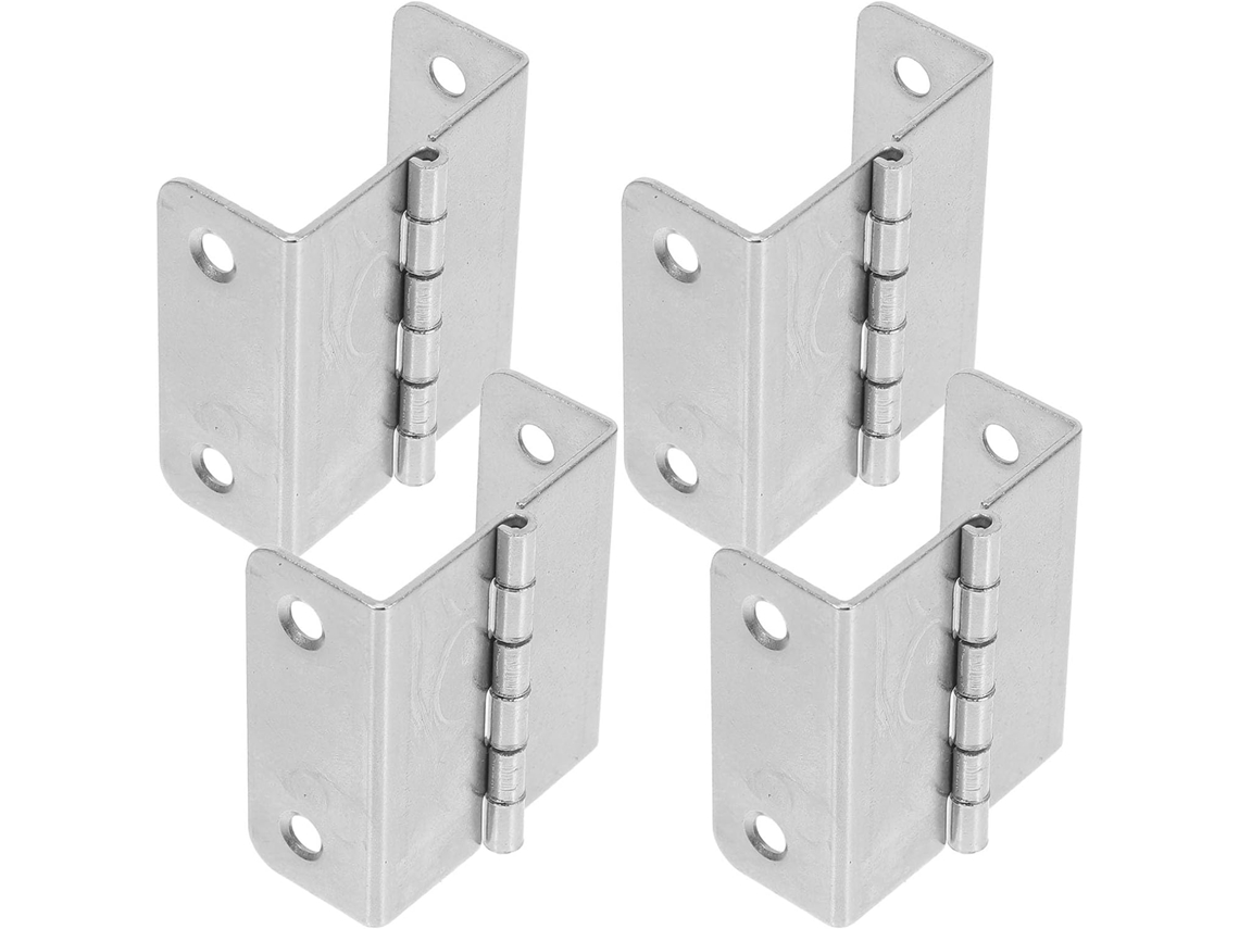Conjunto De 4 Dobradiças Aço Inoxidável Com Furos Para Portas Armários E Móveis, Com Abertura De 180 Graus