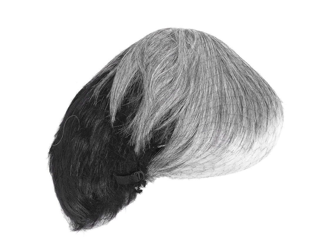Peruca Masculina Curta E Lisa, Ombré Cinza E Preta, Sintética, Para Cabelos Masculinos, Com Toque Macio E Aparência Realista De Peruca Natural.