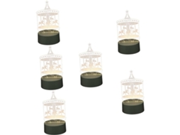 Conjunto De 6 Luzes Noturnas Decorativas Led Branco Quente Com