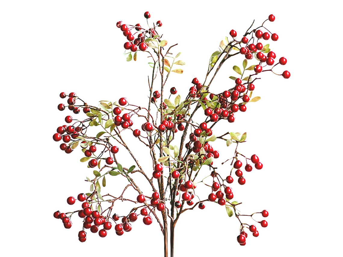 Azevinho vermelho artificial com frutos e sacos verdes para decoração de Natal LAXISCREED