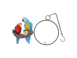 Pingente Arara Vermelha Azul Anel De Ferro Jardim Decorativo Pequeno