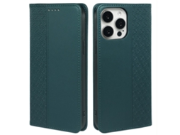Capa Para Iphone 15 Pro Pele Sintética Verde
