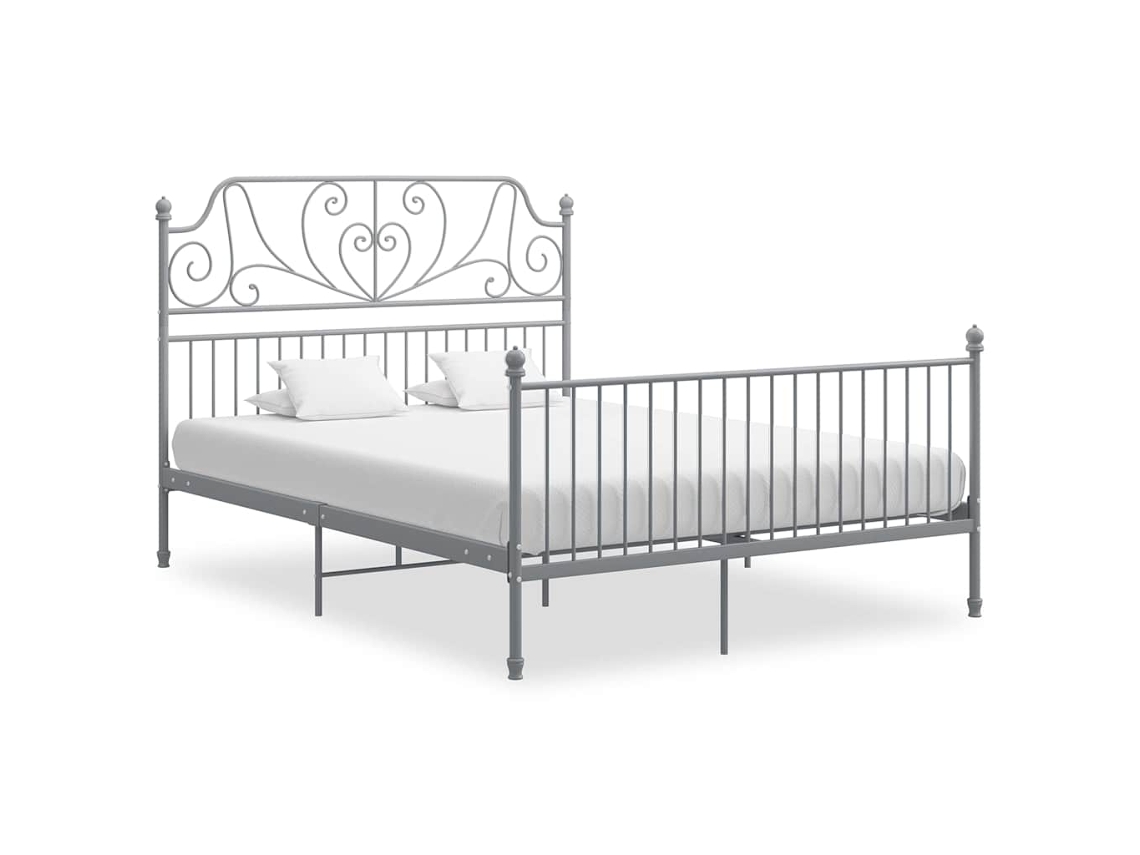 Vidaxl Estrutura De Cama Metal 160x200 Cm Cinzento