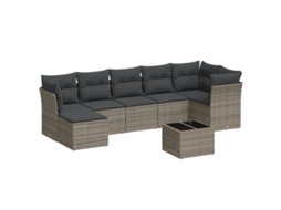 Maison Exclusive - 8 Pcs Conjunto Sofás De Jardim C/ Almofadões Vime Pe Cinzento