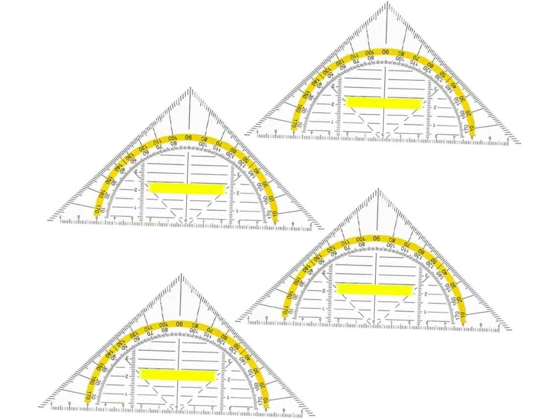 Conjunto De 4 Réguas Com Cabo, Régua Geométrica Transparente Para