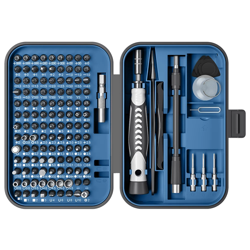Conjunto De Chaves De Fenda Magnéticas (130 Em 1 (azul)), Portátil, Adequado Para Reparo De Celulares E Computadores.