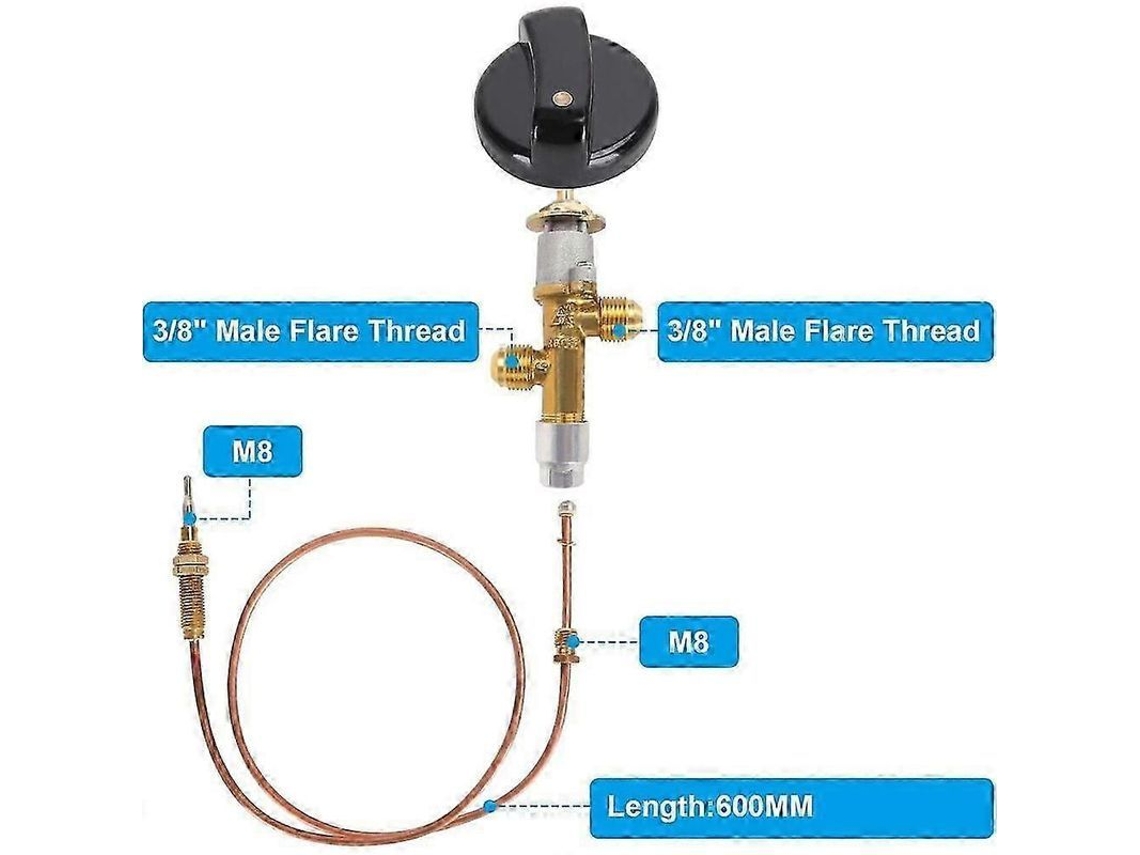 Kit Válvula Controlo Falha Chama para Lareira Gás Substituição Termopar CHARM