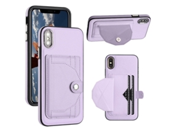 Capa Mobile Phone Cases Shockproof With Card para iPhone XS Max Pele Castanho