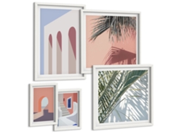 Galeria De Pinturas Murais Pássaros Em Voo, Estilo Minimalista Moldura Branca Quadros Para O Escritório Espelharte (conjunto De 5 Imagens)