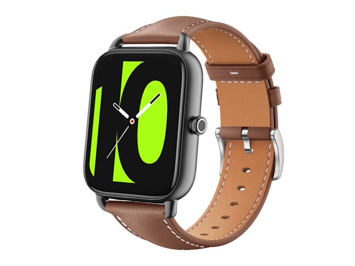 Bracelete para Xiaomi Haylou Rs4 Plus Ls11 / Ls12 Couro Preto Cabeça Chata Café XIAOMOYU