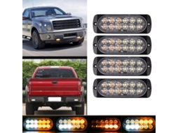 Ricoy Super Bright Amber + White 12led 12-24v Carro Caminhão Sinalizador De Emergência Para Construção À Prova D Água