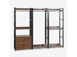 Armário Modular Aberto De 3 Peças Com Gavetas Em Aço E Madeira Ariaster Mdf Folheado A Melamina Preto Sklum