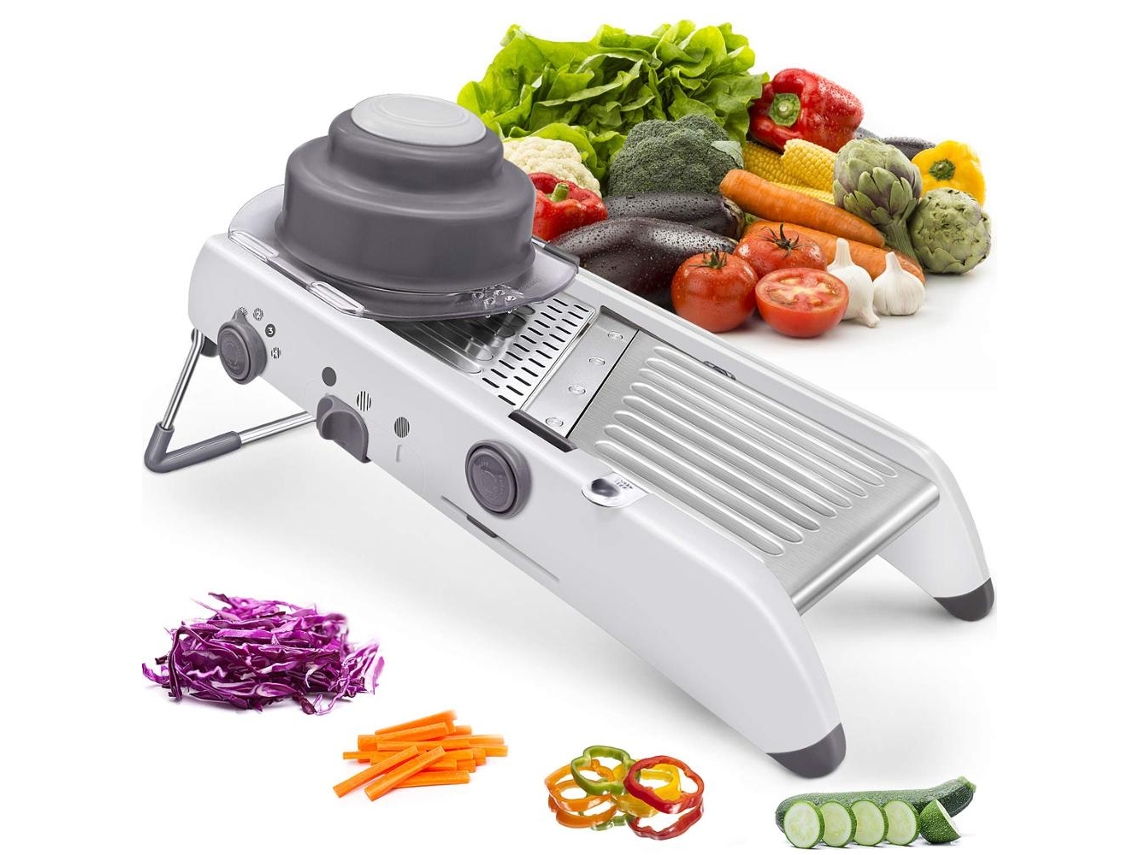 Fatiador de Frutas e Legumes Ajustável em Aço Inoxidável com 18 Lâminas Diferentes. MDUG