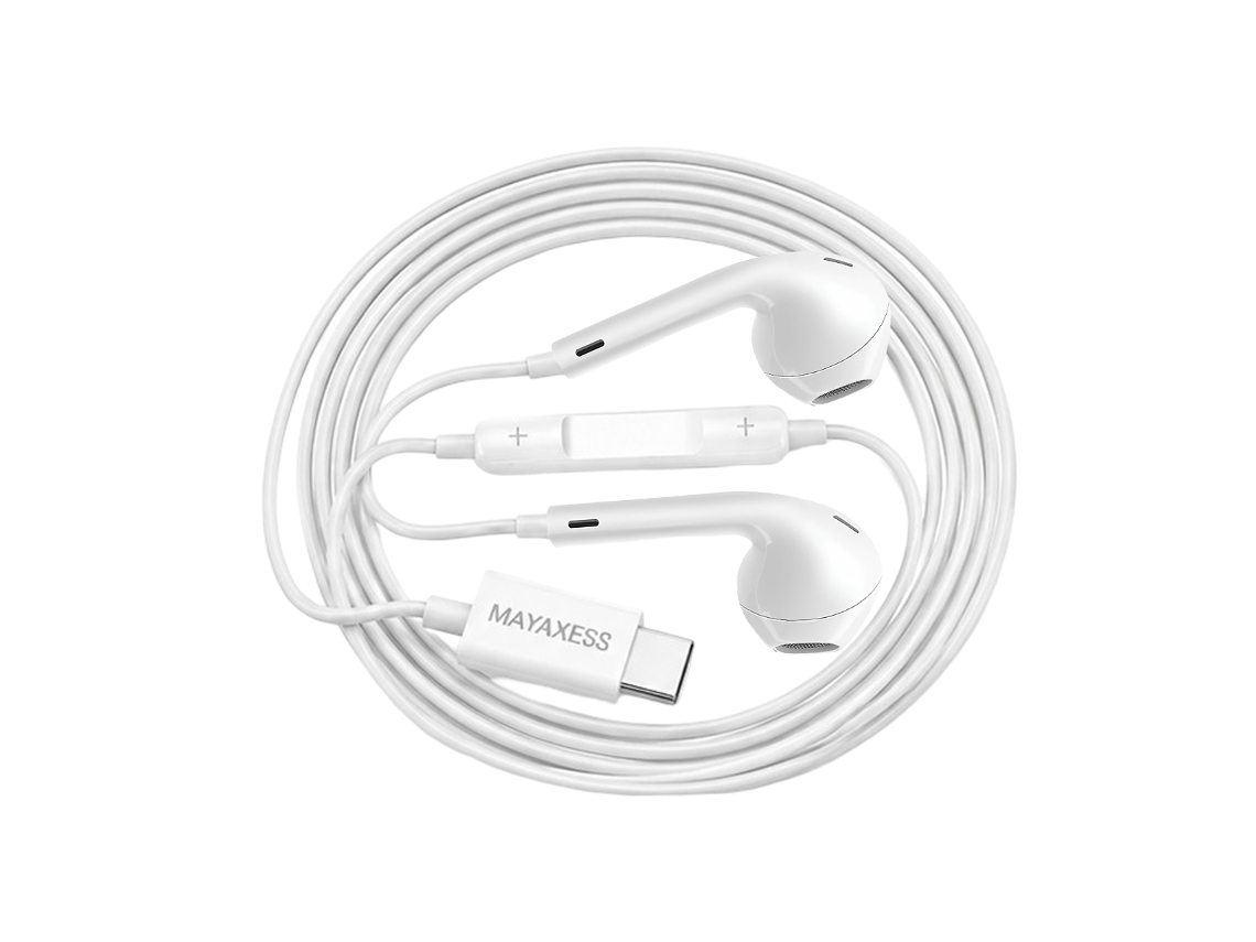 Fones de Ouvido MAYAXESS com fio USB-C para Galaxy Z Flip 5, microfone