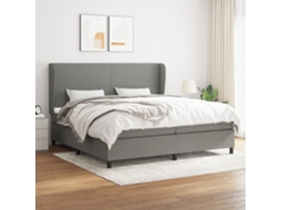 Vidaxl Cama Com Molas/colchão 200x200 Cm Tecido Cinzento-escuro