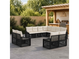 Vidaxl Conjunto De Sofá De Jardim 11 Unid. Preto Vime Pe