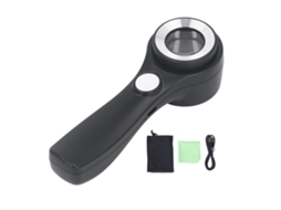Lupa De Mão 60x Com Luz Led Carregável Via Usb Para Exploração Ao Ar Livre E Observação