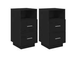 Conjunto de Mesas de Cabeceira 2 Pcs com 2 Gavetas Preto MAISON EXCLUSIVE (36x36x68 cm)