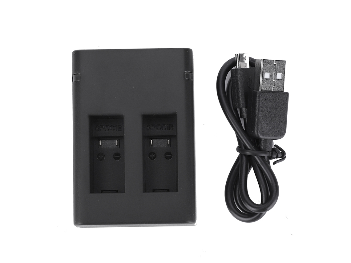 Carregador de bateria de slot duplo para câmeras de ação com cabo USB para câmeras panorâmicas GoPro Max.