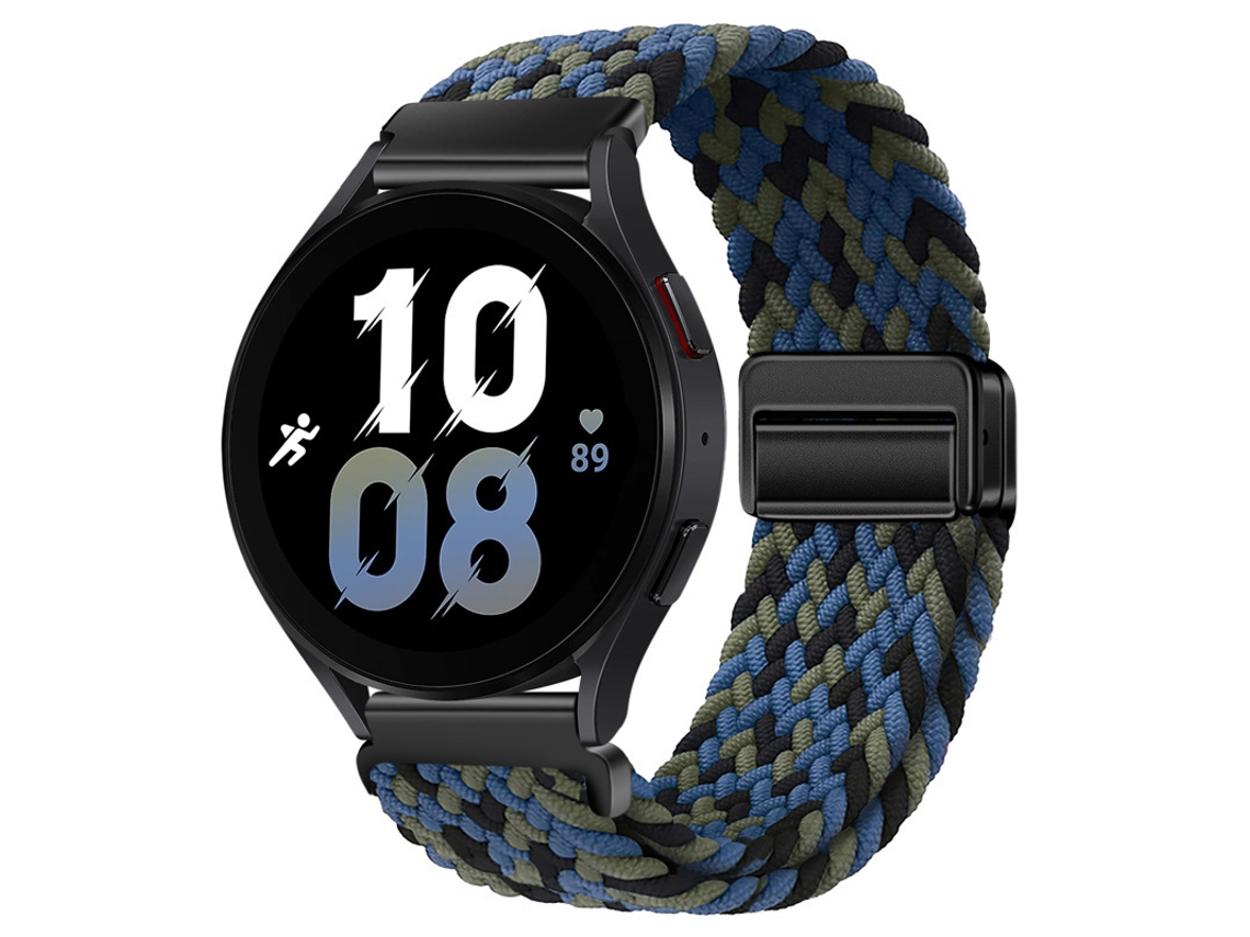 Pulseira Esportiva De Nylon Trançado Com Fecho Magnético Para Huawei Gt6 Gt5, Samsung Galaxy Watch7, Camuflagem Azul