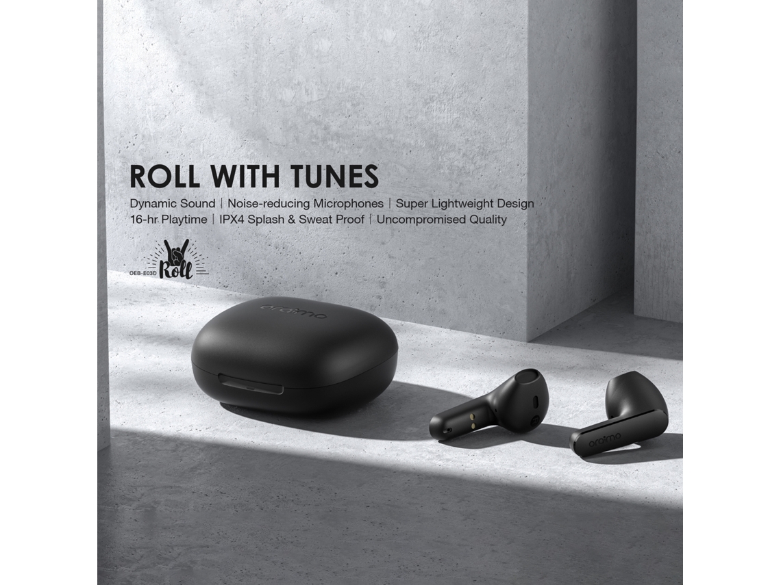 Aetheria oraimo Oeb e03d Roll Fones de Ouvido True Wireless com Microfones Redução de Ruído Ipx4 4h de Bateria