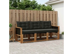 Vidaxl Conjunto De Sofás Para Exterior 3 Pcs Natural E Preto