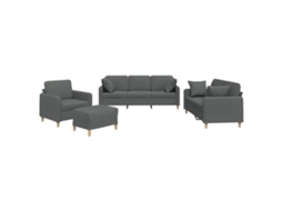 Conjunto de Sofás com Almofadas 4 Pcs Tecido Cinzento escuro MAISON EXCLUSIVE