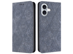 Capa Em Couro Pu, Com Suporte Para Apple Iphone 16 Cinzento