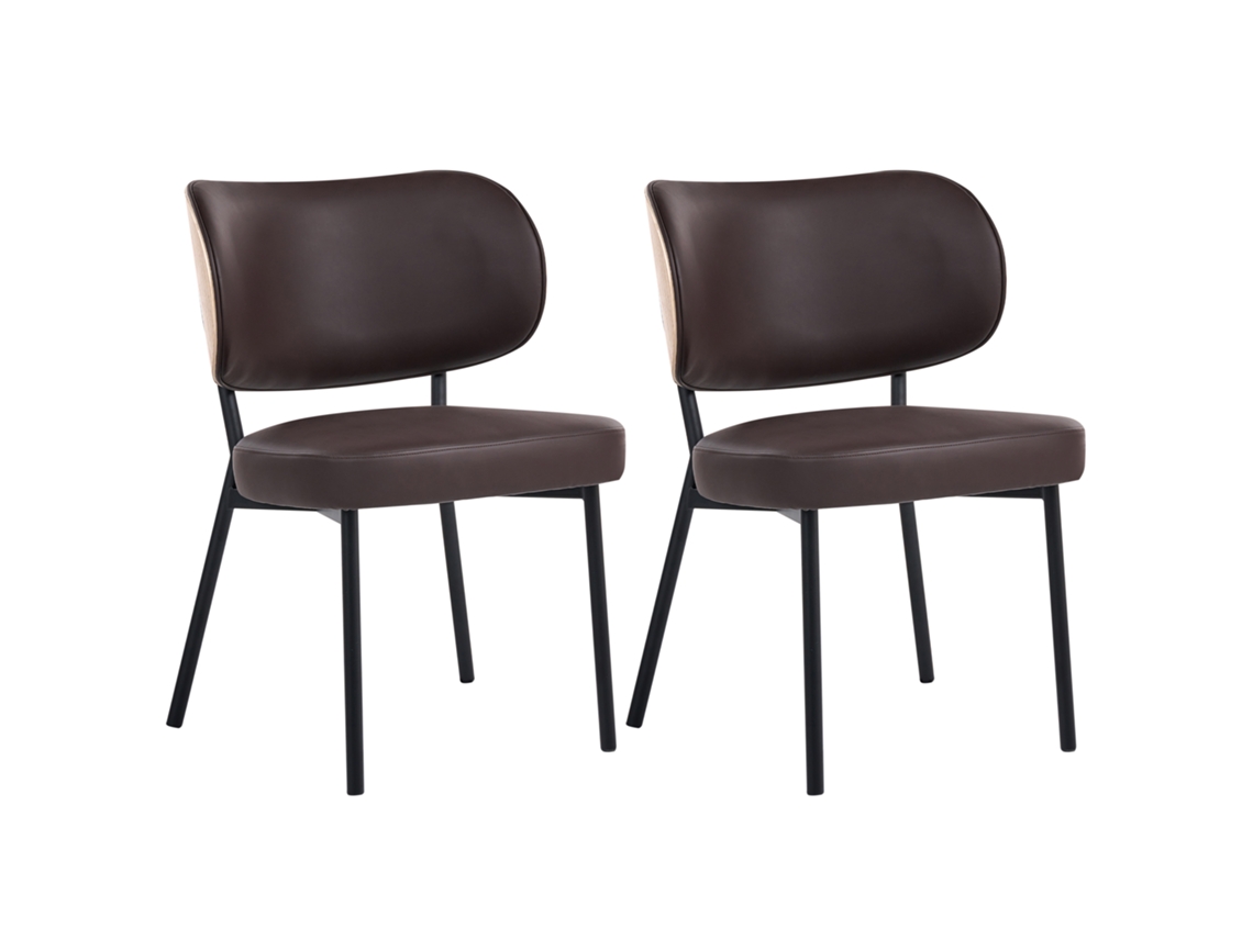 Sillas De Estilo Escandinavo Beliani Wonder De Piel Sintética Marrón 55x65x82