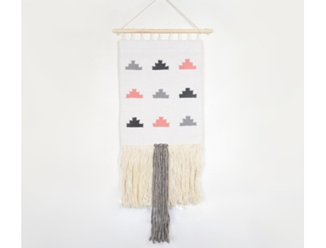 Peça Decorativa LUV SAFFRON Fringed Cotton Tetris Wall Hanging