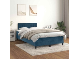 Vidaxl Cama Boxspring Com Colchão 120x190 Cm Veludo Azul-escuro