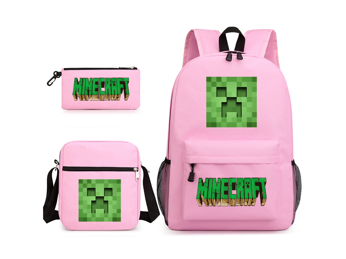 Mochila Escolar, Conjunto 3 Peças, Rosa