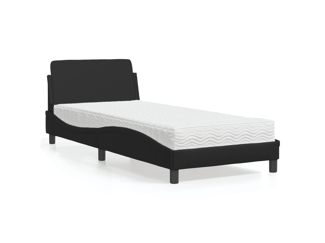 Vidaxl Cama Com Colchão Dover 80x200 Cm Couro Artificial Preto