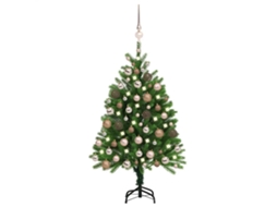 Vidaxl Árvore Natal Artificial Pré-iluminada C/ Bolas 120 Cm Verde