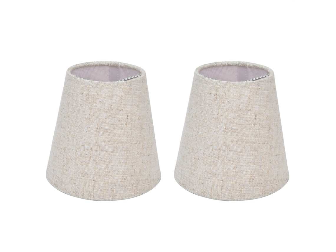 2pcs Abajur Clip On de Tecido para Lâmpada E14 Vela Bege com Borda Branca S/MARCA