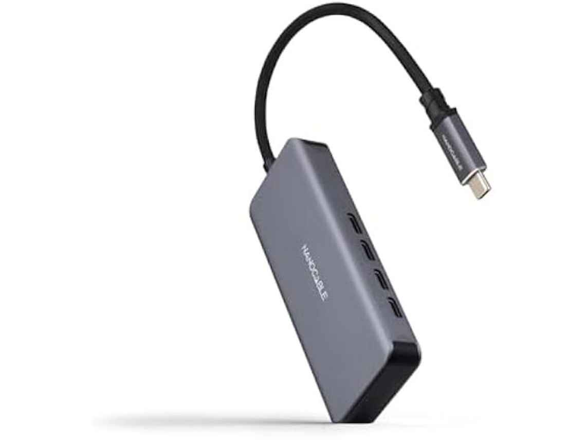 Hub Usb C Cabo Nano 4 Portas Usb C Fêmea Alumínio 10 Cm Compatível Com Windows/macos/linux Brilvibera