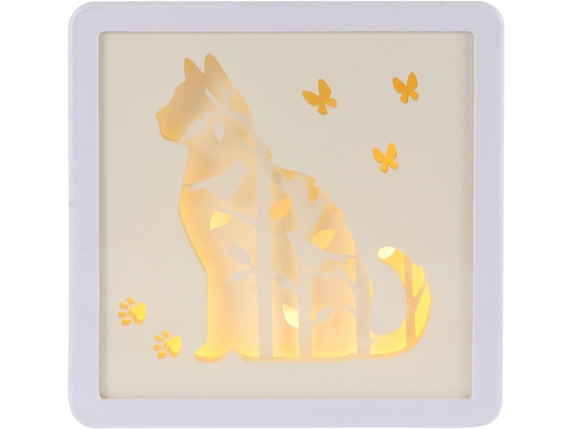 Conjunto de 1 Luminária Noturna Decorativa com Recortes em Formato de Gato para Decoração de Mesa SFUSHOS
