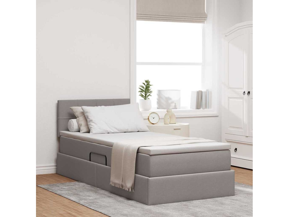 Vidaxl Cama Com Arrumação E Colchão Cinzento-acastanhado 100 X 200 Cm