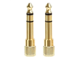 Adaptador de Áudio Estéreo para Fone Ouvido, Banhado a Ouro, 6,35 Mm Macho 3,5 (1/8'') Fêmea Pacote com 2 Unidades AQUAFORGE (1/4'')