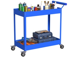 Carrinho de Oficina de 2 Andares. Alça Lateral e Rodízios Trancáveis. 84,5x38x84cm. Azul Ge