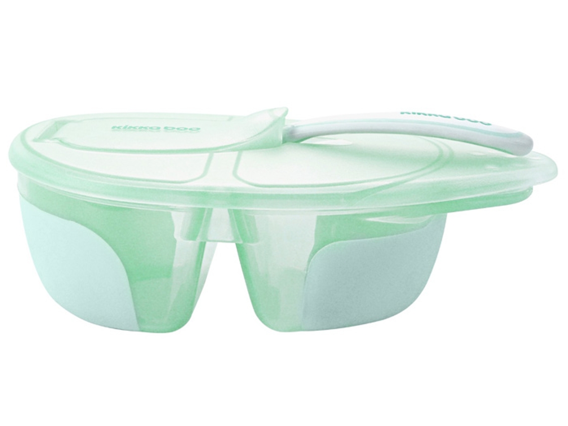 Tigela com Dois Compartimentos e Colher KIKKABOO Tasty Menta
